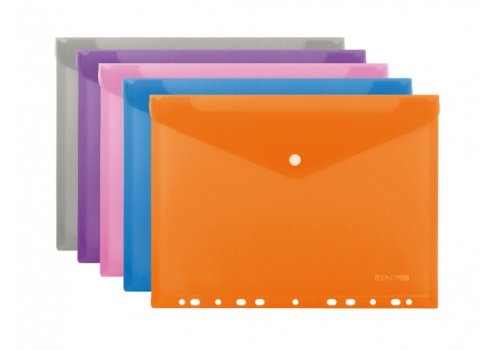 Папка-конверт А4 на кнопке с перфорацией, цвет ассорти