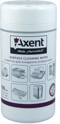 Серветки для очищення оргтехніки AXENT, туба, 100шт.