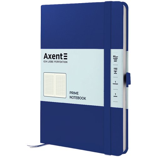 Блокнот Axent Partner Prime (А5), 145*210 мм, 96 л., клетка, на резинке, закладка, кармашек на форзаце, петля для ручки, цвет: синий