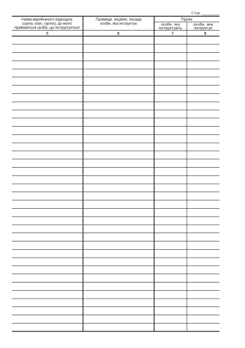 Журнал реєстрації вступного інструктажу з питань охорони праці (Додаток 5) 48арк., офсет, м'який картон, вертикалльний