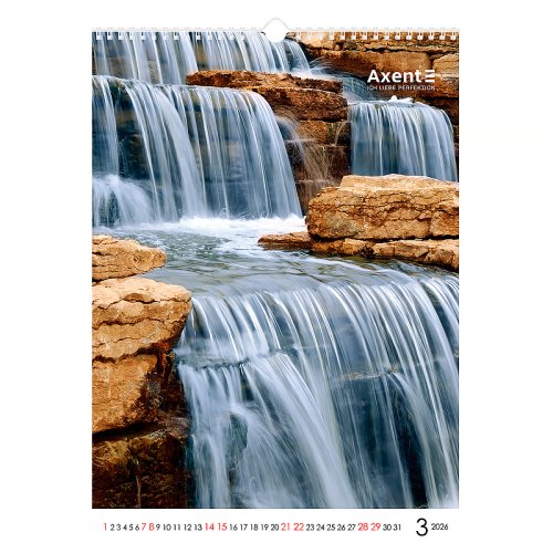 Календар настінний А3 2026 р., Waterfalls