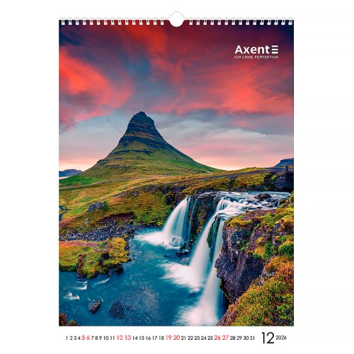 Календар настінний А3 2026 р., Waterfalls