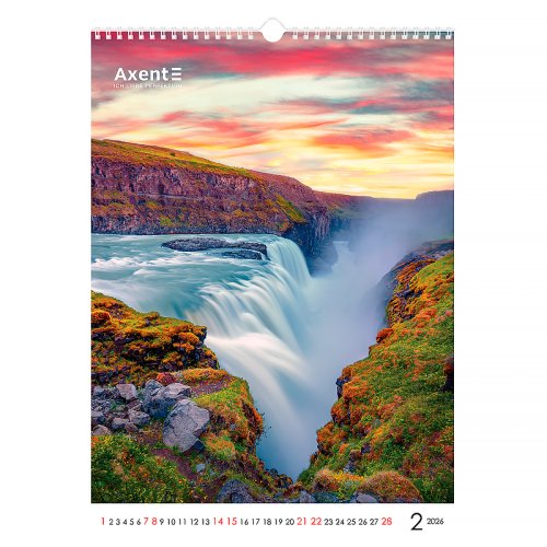 Календар настінний А3 2026 р., Waterfalls