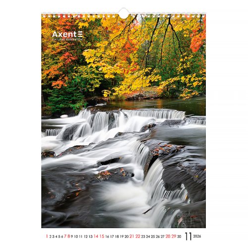 Календар настінний А3 2026 р., Waterfalls