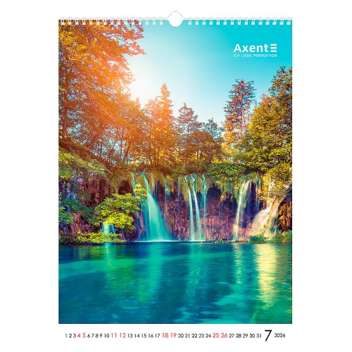 Календар настінний А3 2026 р., Waterfalls