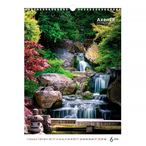Календар настінний А3 2026 р., Waterfalls