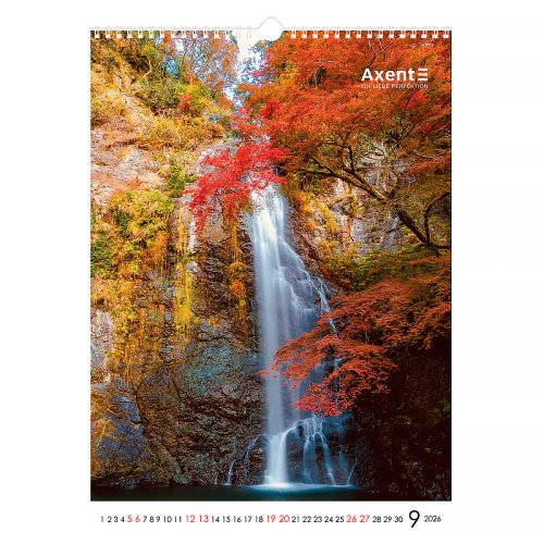 Календар настінний А3 2026 р., Waterfalls
