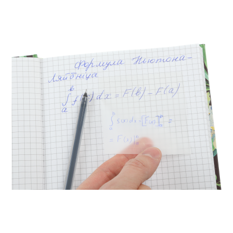 Блок - стикер ПЛАСТИКОВЫЙ для заметок с клейким слоем, 75x75мм, 50л., прозрачный, голубой