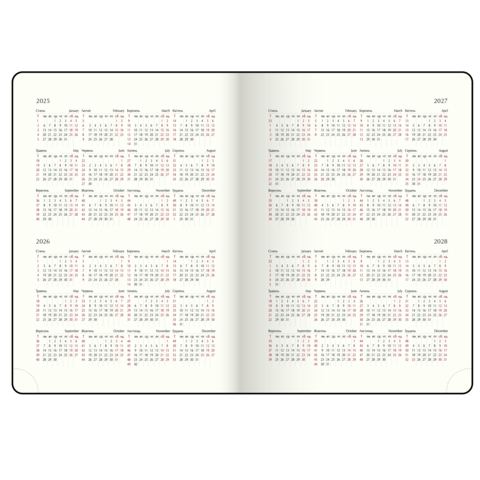 Щоденник датов. 2026 MEMORY, A5, чорний, штуч.шкіра
