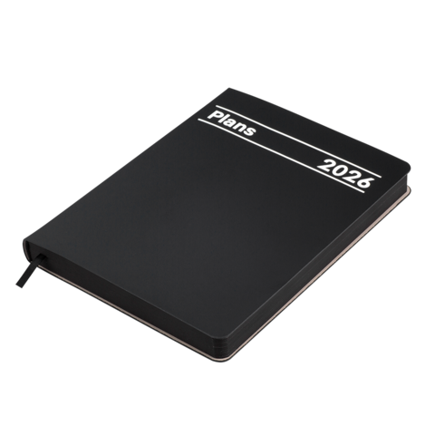 Щоденник датов. 2026 MEMORY, A5, чорний, штуч.шкіра