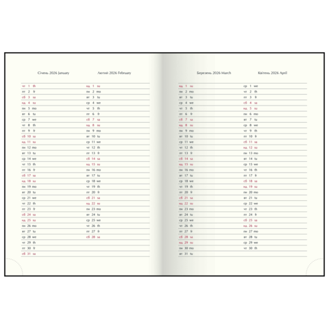 Щоденник датов. 2026 IDEAL, A5, коричневий, штуч. шкіра
