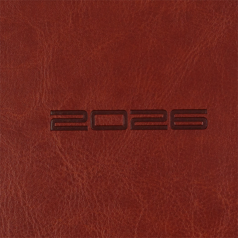 Щоденник датов. 2026 IDEAL, A5, коричневий, штуч. шкіра