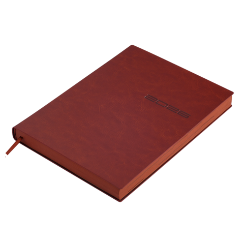 Щоденник датов. 2026 IDEAL, A5, коричневий, штуч. шкіра