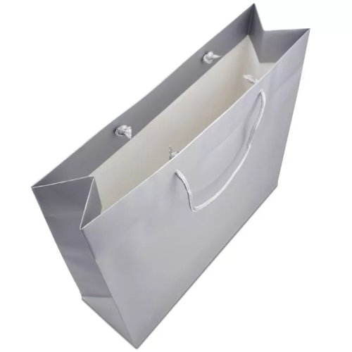 Паперовий пакет 32х10х27,5 серебро з ручками