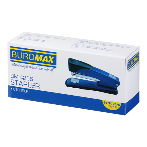 Степлер металлический, 25 л., (скобы №24/6; 26/6), 132х60х42 мм, чёрный