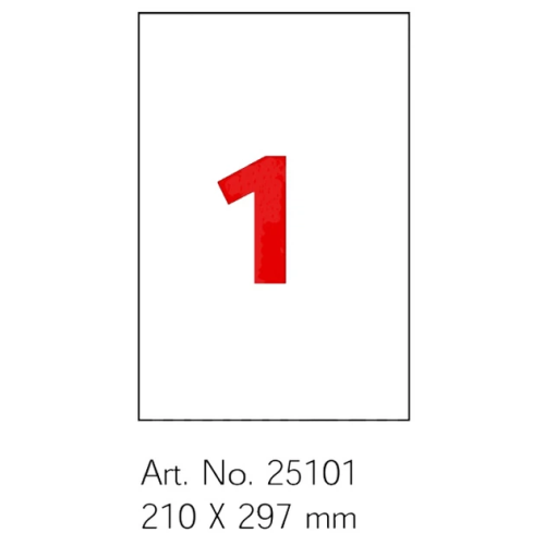 Самоклеючі етикетки (наклейки для оргтехніки) А4, 1шт. на аркуші, 210х297мм