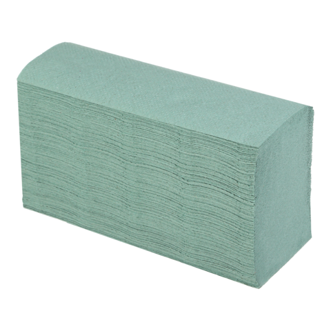 Рушник паперовий Z-складка 22х23см, BUROCLEAN, макулатур., зелені, 200шт/уп.