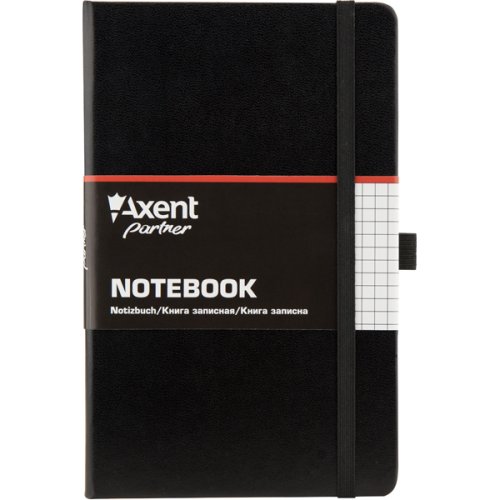 Блокнот Axent Partner 8201-01-A (А5-), 125х195 мм, 96 л., клетка, на резинке, закладка, кармашек на форзаце, петля для ручки, черный