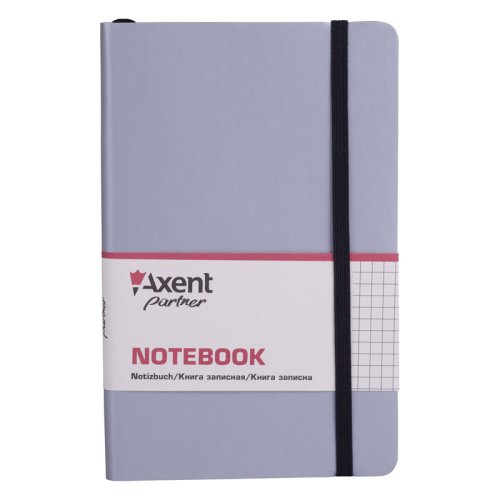 Блокнот Axent Partner Soft 8206-34-A, (А5-) 125х195 мм., 96 л., интегральная (гибкая) обложка, клетка, кремовая бумага 80 г/м2, на резинке, закладка, карман на форзаце, серебряная