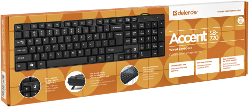 Клавиатура Defender Accent SB-720 (45720) чёрная, проводная, USB