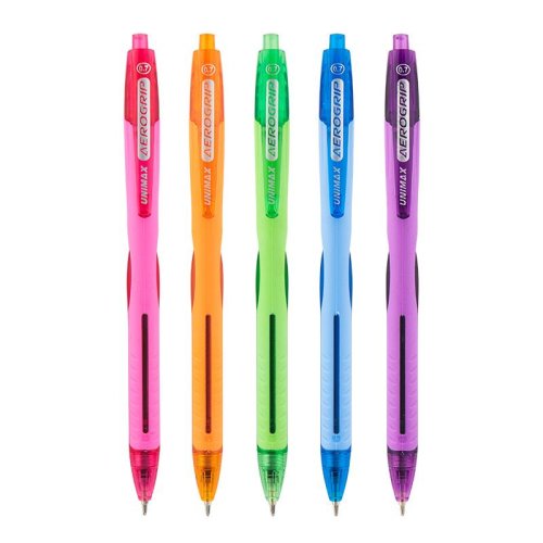 Набір кулькових (масляних) кольорових ручок "Aerogrip-3", 5 кольорів
