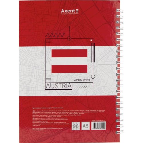 Блокнот на спирали Axent 8032-18-A, А5, твердая обложка, 96 листов, клетка №07