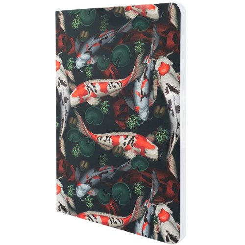 Книга записная Fish A5, 80 л. кл., красно-зеленая