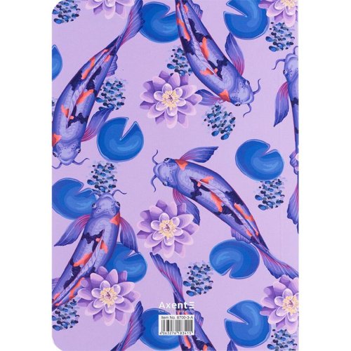 Книга записная Fish A5, 80 л. кл., сиренево-синяя