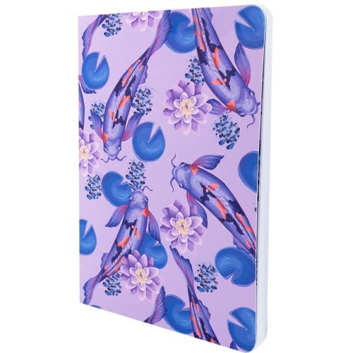 Книга записная Fish A5, 80 л. кл., сиренево-синяя