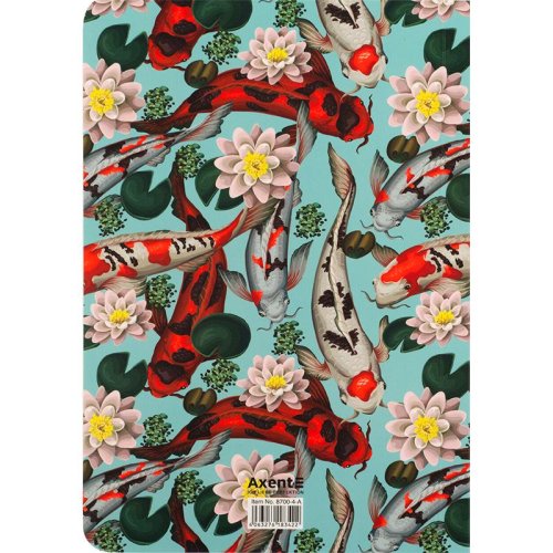 Книга записная Fish A5, 80 л. кл., голубовато-красная