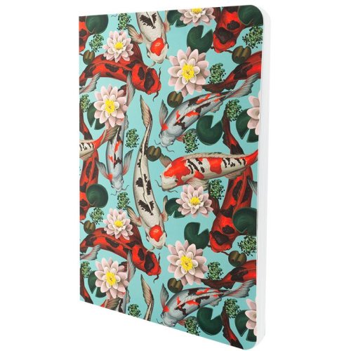 Книга записная Fish A5, 80 л. кл., голубовато-красная