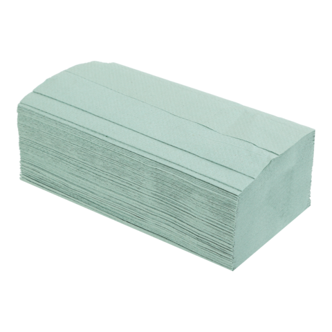 Рушник паперовий V-складка 23х24 см, BUROCLEAN, макулатур., зелені, 160шт/уп.